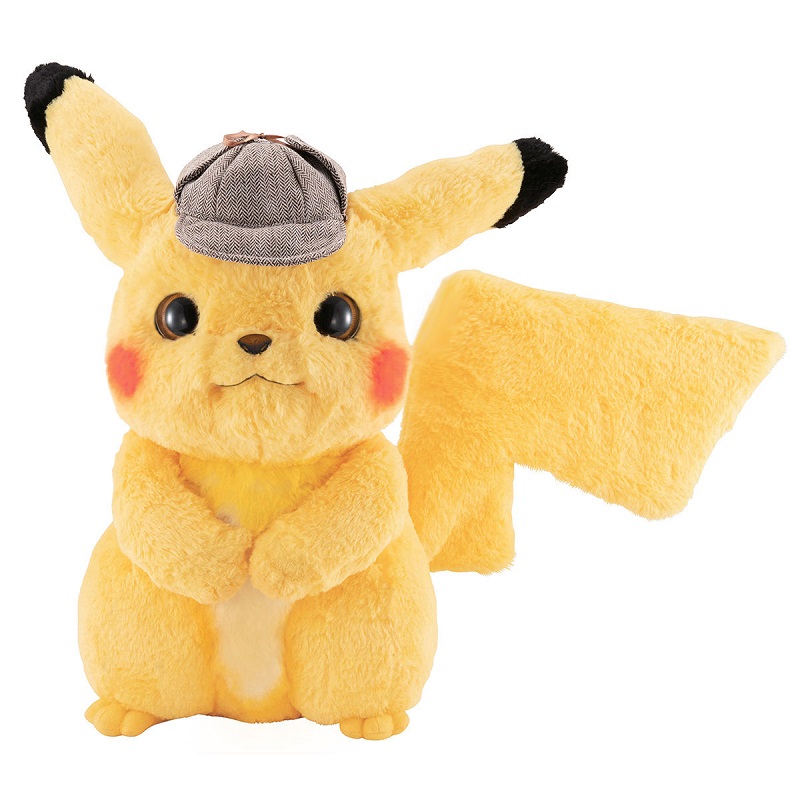 A new life-sized plushie of “Detective Pikachu” with adjustable arms, legs, ears, and tails is now available for order online.