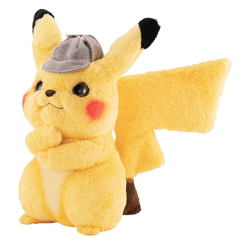 A new life-sized plushie of “Detective Pikachu” with adjustable arms, legs, ears, and tails is now available for order online.