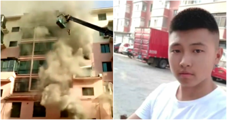 Chinese Teen Saves 14 People From Burning Building With Construction Crane