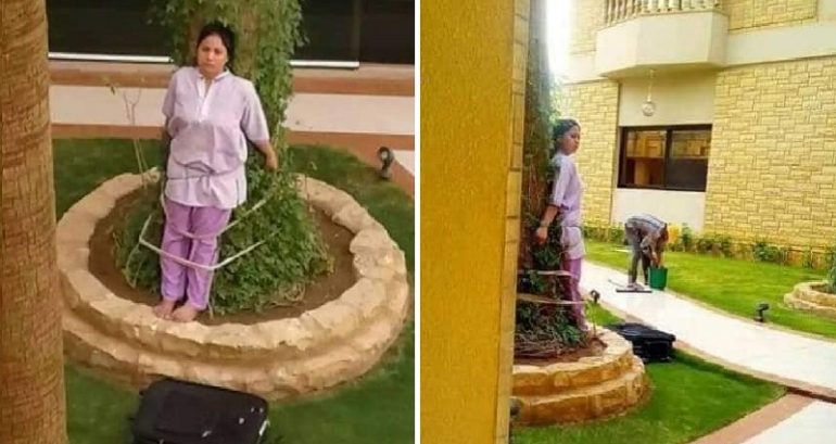 Filipina Maid Tied to a Tree by Cruel Employers in Saudi Arabia