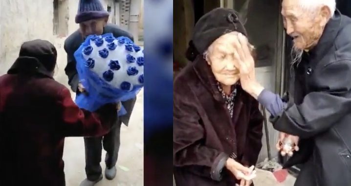 97-Year-Old Man Gives His Wife, 99, Roses on ‘Chinese Valentine’s Day’