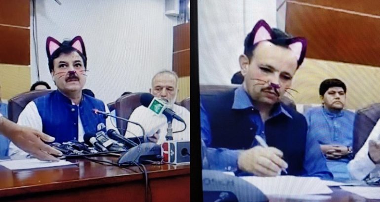 Pakistani Politicians Get Accidental Cat Filters on Livestream