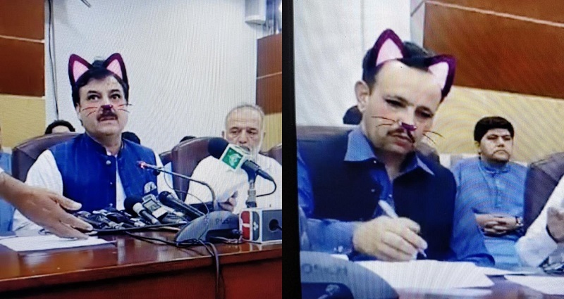 Pakistani Politicians Get Accidental Cat Filters on Livestream