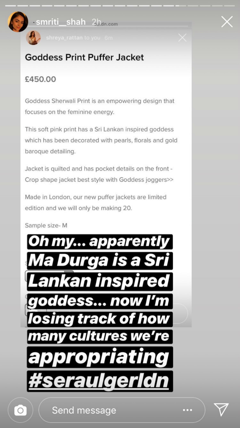 Sera Ulger, based in Dalston, East London released a swimsuit, jacket, and a pair of trousers containing the image in January, apologizing later for offending the Hindu community “without meaning to.”