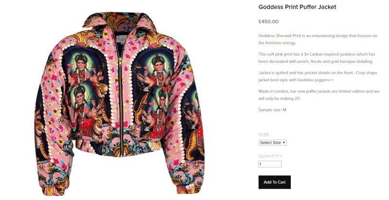 Sera Ulger, based in Dalston, East London released a swimsuit, jacket, and a pair of trousers containing the image in January, apologizing later for offending the Hindu community “without meaning to.”
