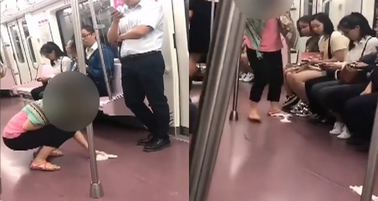 Chinese Netizens Praise Mom After Son Pees on Subway Floor, Cleans It Up