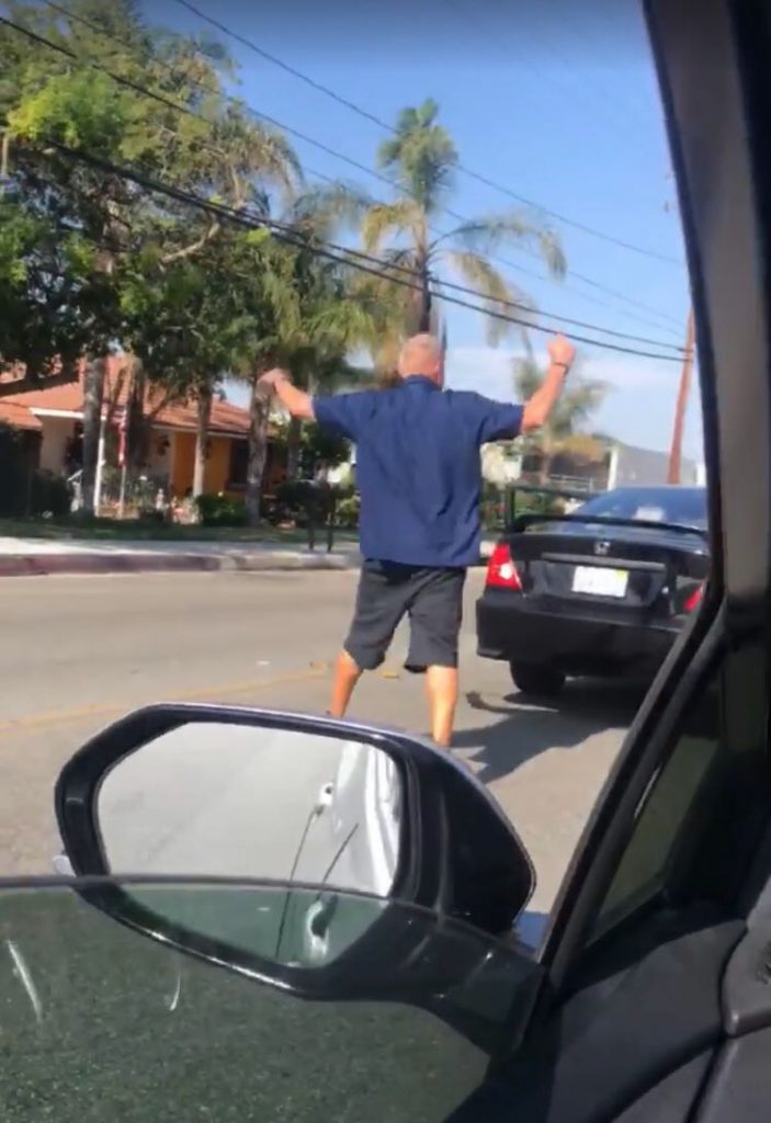On the morning of July 31, in Upland, California, an Asian man was verbally attacked and spat on by an unidentified White man during a road rage incident.