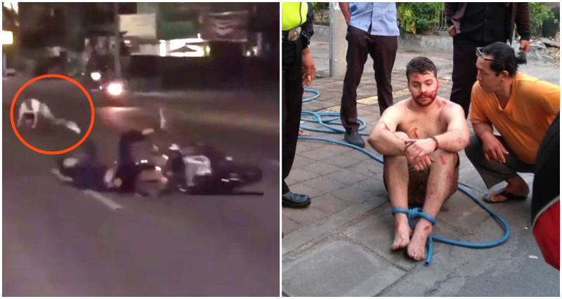 Drunk Australian Man Arrested in Bali for Fly-Kicking Motorcyclist, Throwing Himself at Moving Car