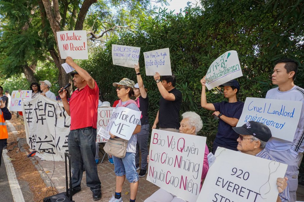 Tenants at Everett Street, many of whom are low-income immigrants and refugees from Thailand, Cambodia, and Vietnam, received a notice in late July from their landlords Robert and Rosa Chow, stating that they had only 60 days to leave.