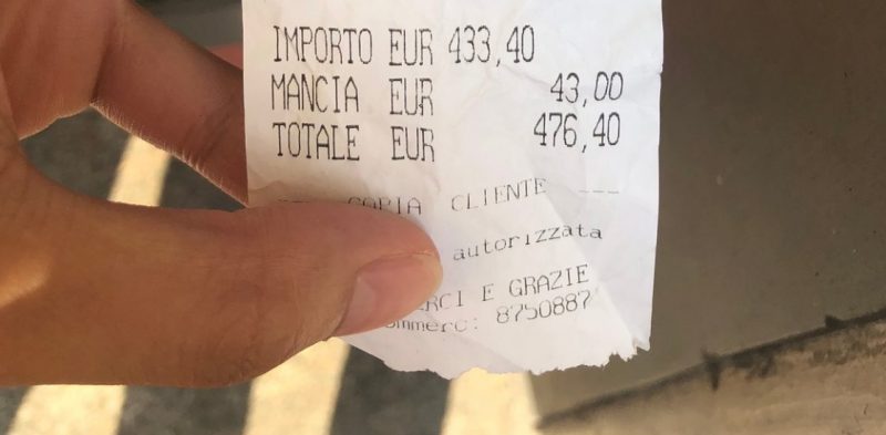 A restaurant in Rome is being lambasted on the internet after slapping a pair of Japanese diners with a 430-euro ($471) bill for a relatively simple meal they had early last month.