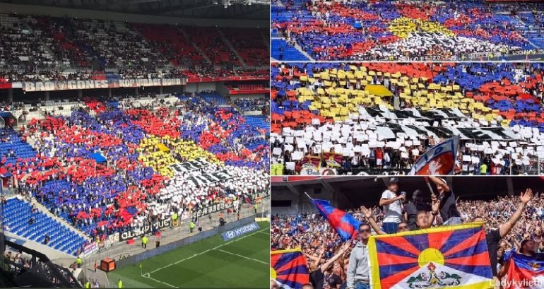 French Football Fans Form Giant Tibetan Flag to Annoy Chinese Viewers