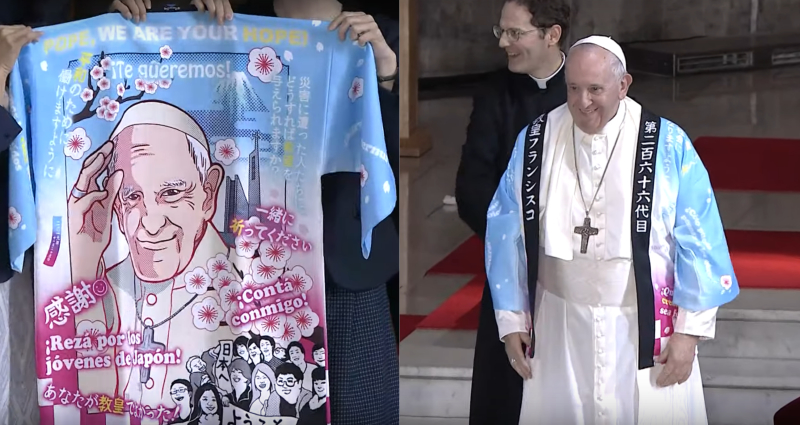Pope Francis Wears Custom 'Anime' Coat While in Japan 