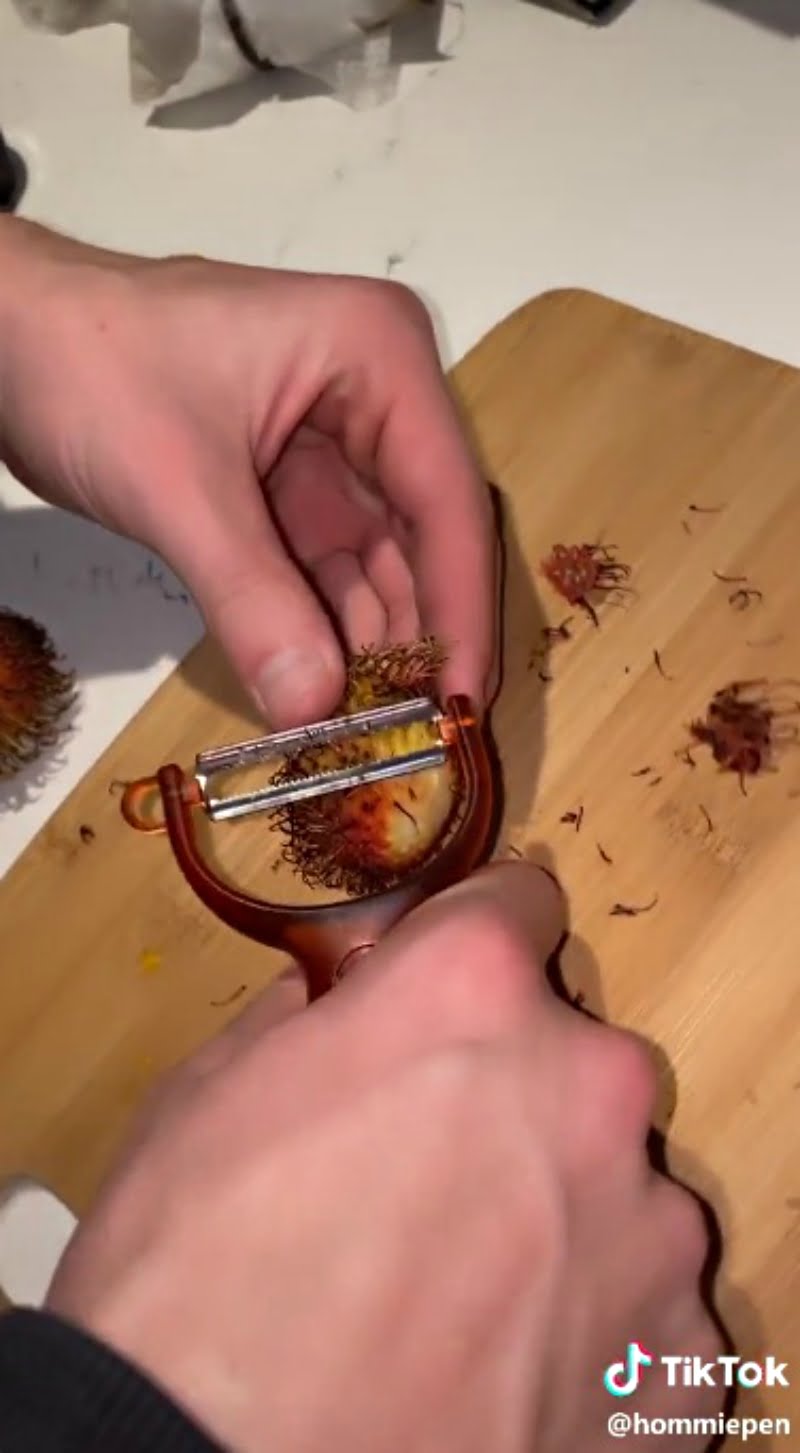 TikTok User Tries to Open Rambutan With POTATO PEELER and Asians Are
