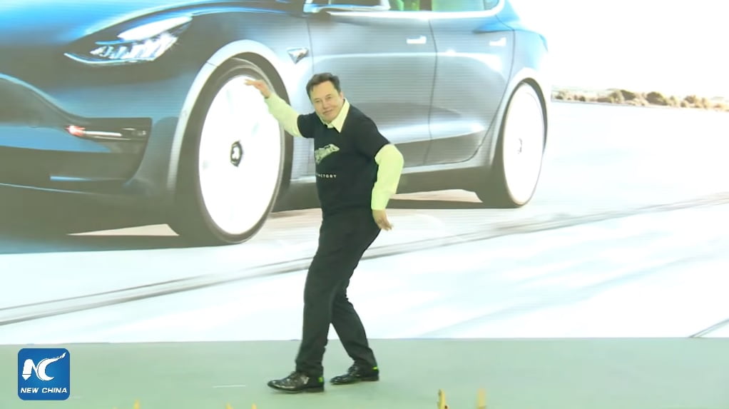 Elon Musk sent a large audience — and later the greater internet — into a frenzy when he tried to pull a John Travolta during a Tesla presentation in Shanghai on Tuesday.