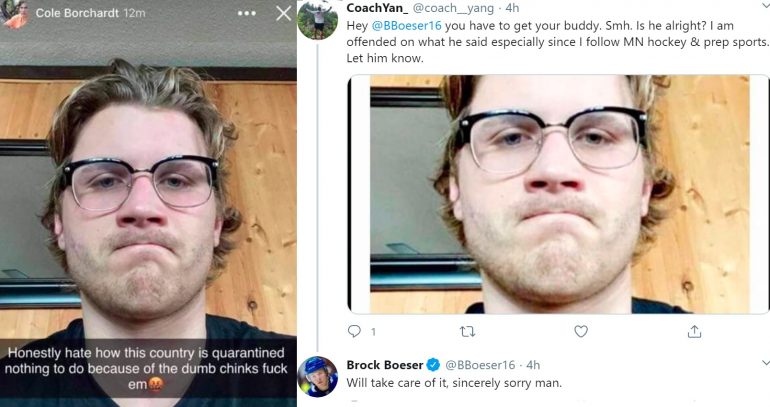 Former Hockey Player Blames ‘Dumb Ch*nks’ Because He’s Bored in Quarantine