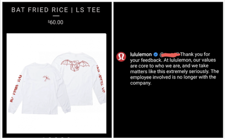 Lululemon Art Director Fired After Promoting Racist T-Shirt on Instagram, CEO Sends Memo