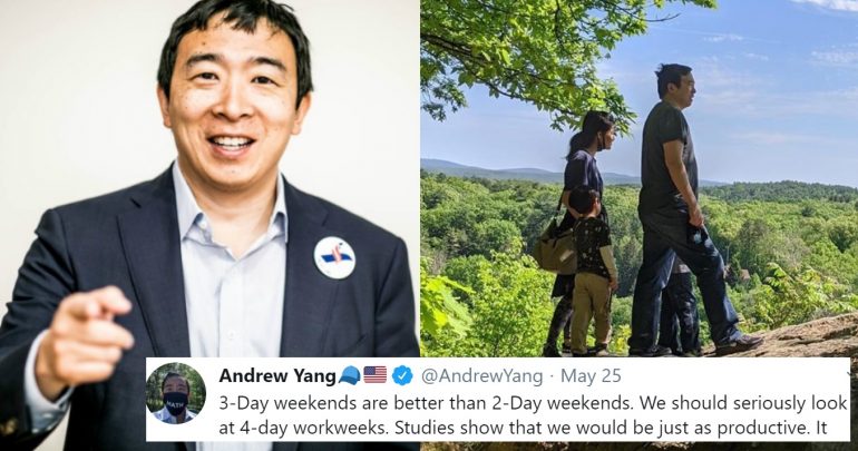 Andrew Yang Proposes the US Adopt 4-Day Workweeks, 3-Day Weekends