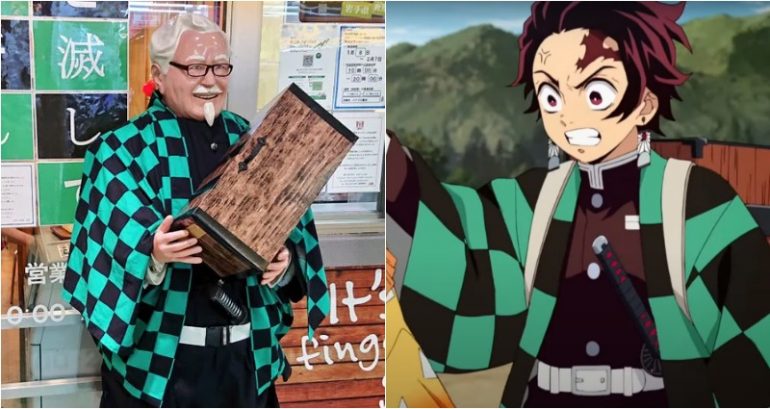 Colonel Sanders Slays With ‘Demon Slayer’ Cosplay at KFC Store in Japan