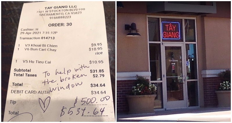 Vietnamese Restaurant Receives $500 Tip to Fix Windows Ruined by Vandals
