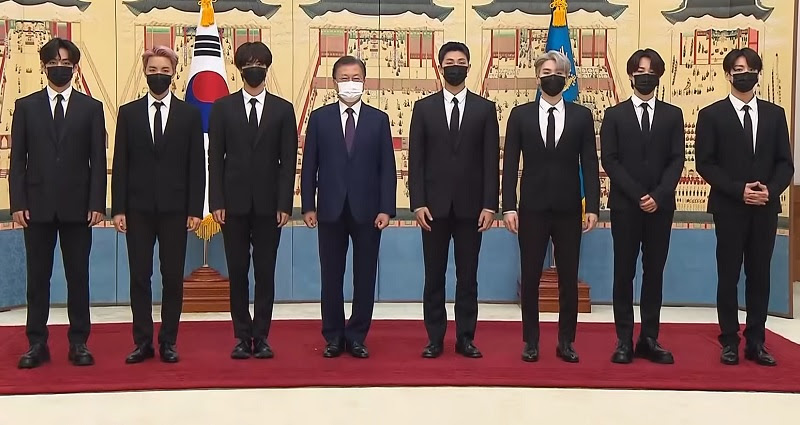 President Moon accompanied by BTS