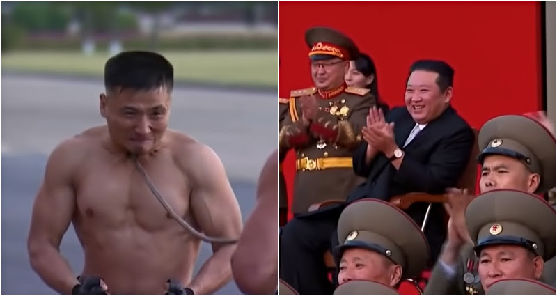 North Korean soldier breaks bricks