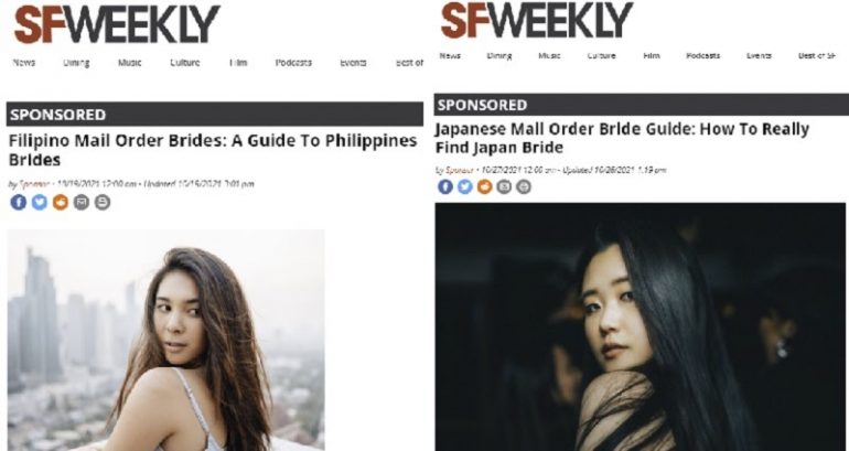 Sponsored posts on SFWeekly promote ‘Oriental brides’ with natural ‘attraction to foreign men’