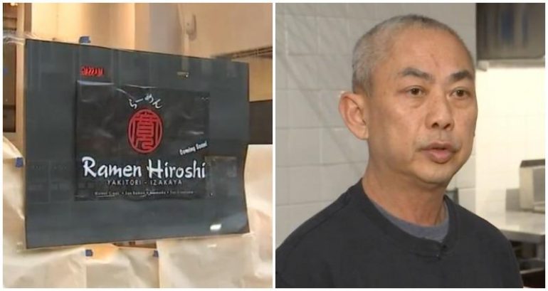 Burglars went on a bender at a San Francisco ramen shop as evidenced by vomit, trash and a condom