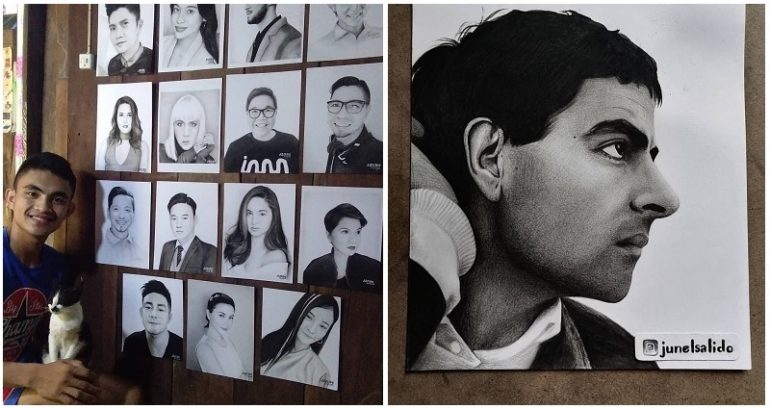 Filipino artist amazes by sketching all 7 BTS member at the same time