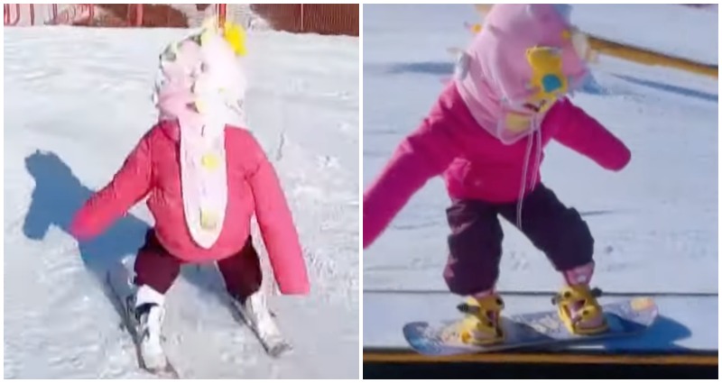 viral 4 yr old snowboarding