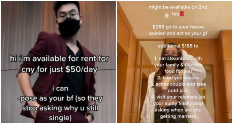 TikTokers offer dates to singles facing relationship pressure from inquisitive relatives on Lunar New Year