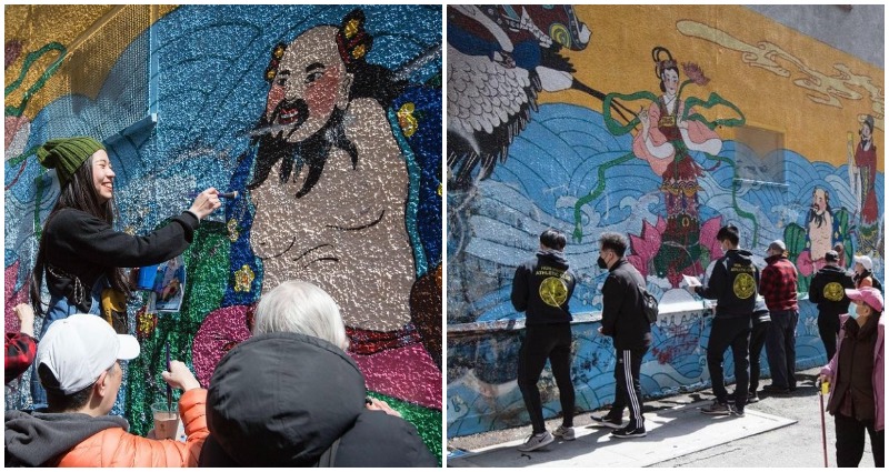 Community members show up to restore defaced ‘8 Immortals’ mural in Vancouver’s Chinatown