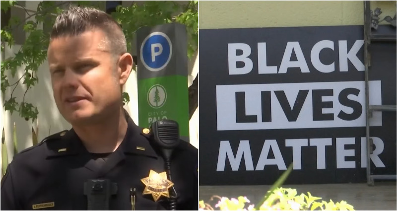Palo Alto PD BLM sign vandalized
