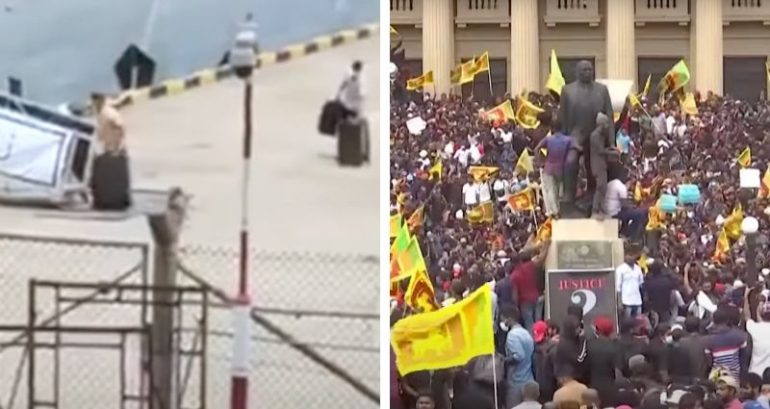 Sri Lanka president captured on video fleeing as protestors storm Colombo residence