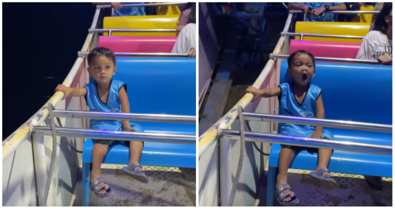 child yawns on ride