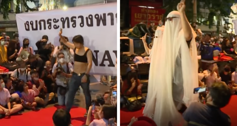 Thai protester sentenced to 2 years in prison for mocking queen with fashion show