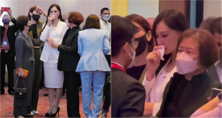 Miss Taiwan cries after allegedly being banned from waving island’s flag on stage