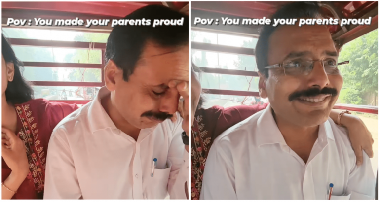 Crying father drops off daughter at dream college in wholesome viral video 