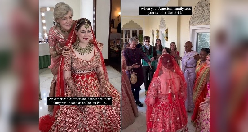 Los Angeles bride surprises family with breathtaking Indian wedding dress in viral video