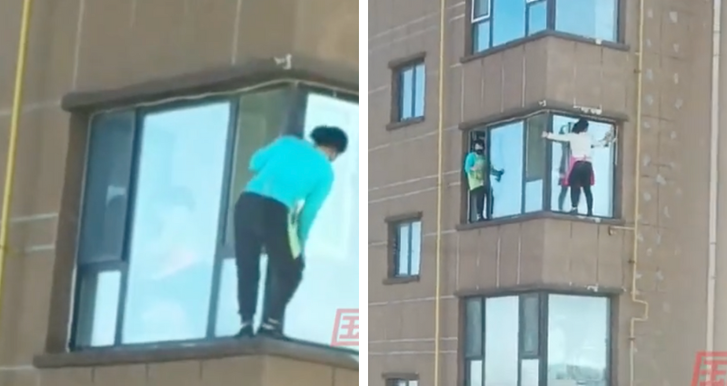 Women cleaning skyscraper windows without harnesses shocks Chinese netizens