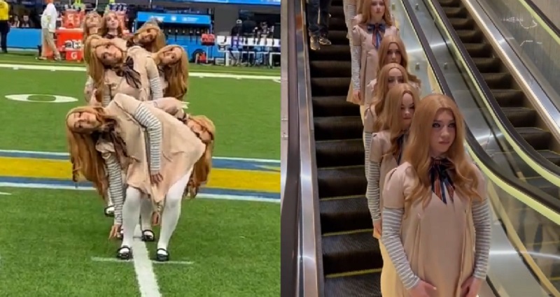 M3GAN dance routine Los Angeles Chargers game