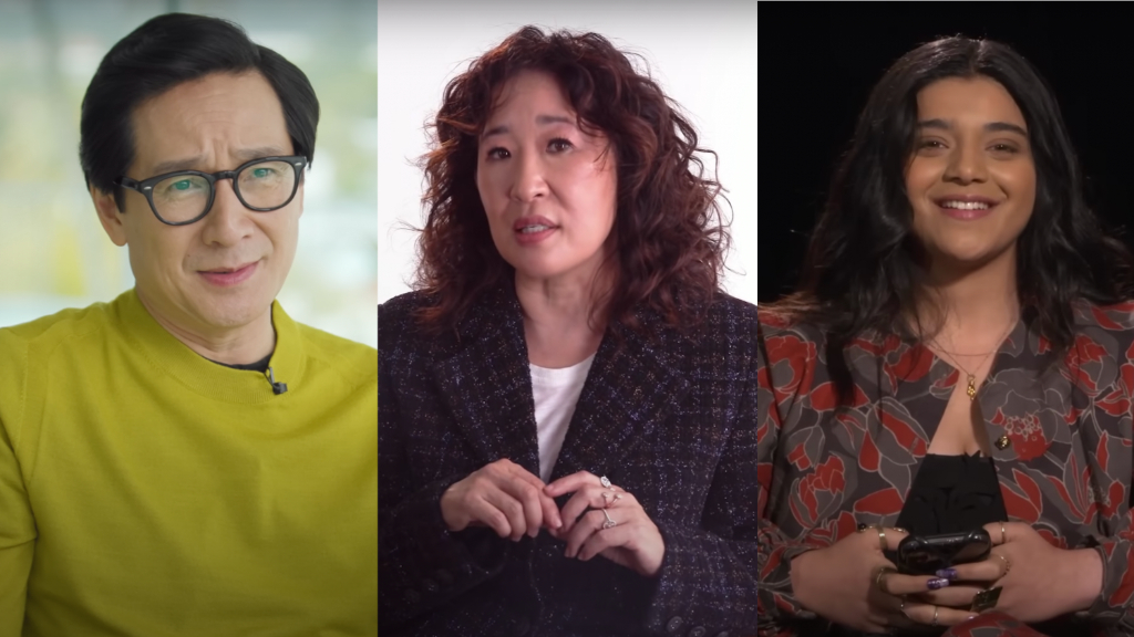 Ke Huy Quan (left), Sandra Oh, Iman Vellani (right)