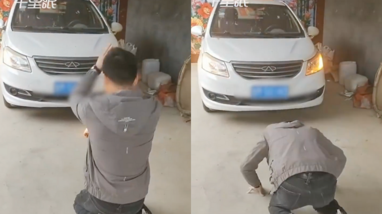 Video of Chinese man’s farewell ritual to first car goes viral