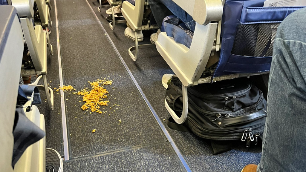 Flight delayed over spilled rice
