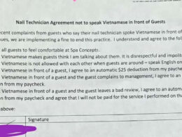 Nail technician agreement