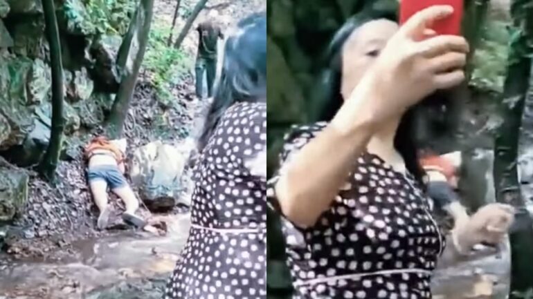 Woman ignites fury online for taking selfie with injured, unconscious person in the background