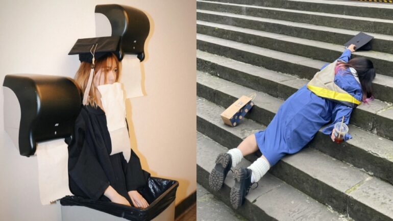 Chinese students post unflattering graduation photos to reflect reality of China’s job market
