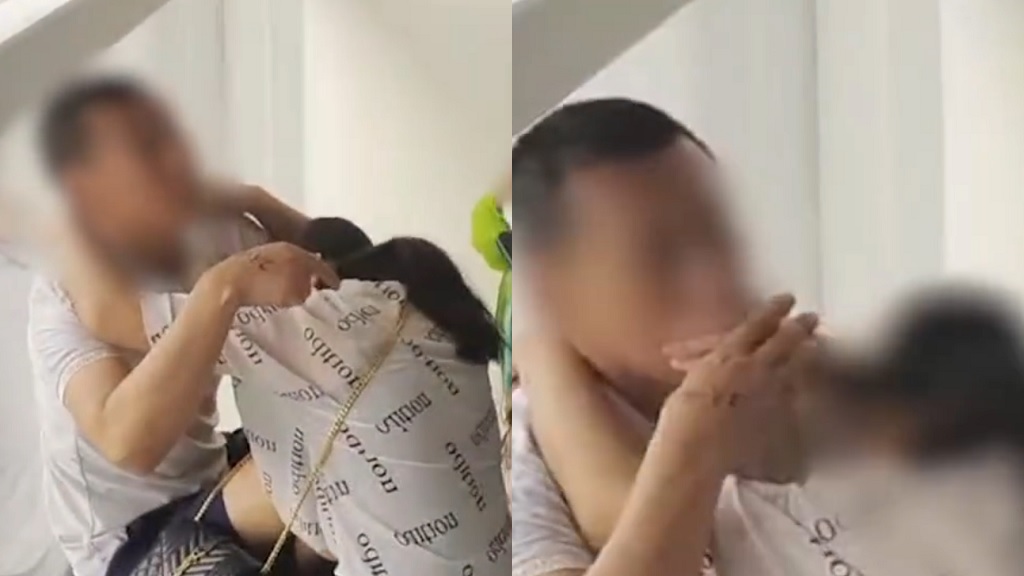 Man whose face is blurred with his wife