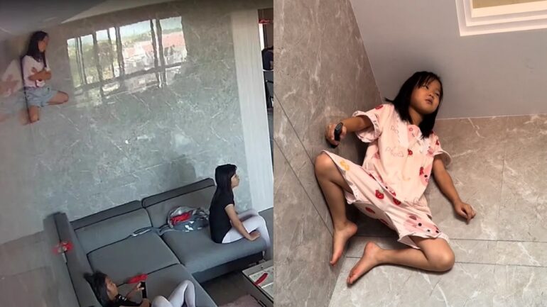 Chinese woman shares video of daughter ‘stuck’ to the walls while watching TV