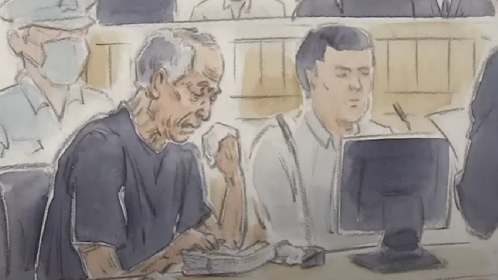 Courtroom sketch of Hiroshi Fujiwara