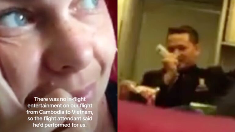 Watch: Flight attendant treats passengers to ‘Perfect’ karaoke as in-flight entertainment fails